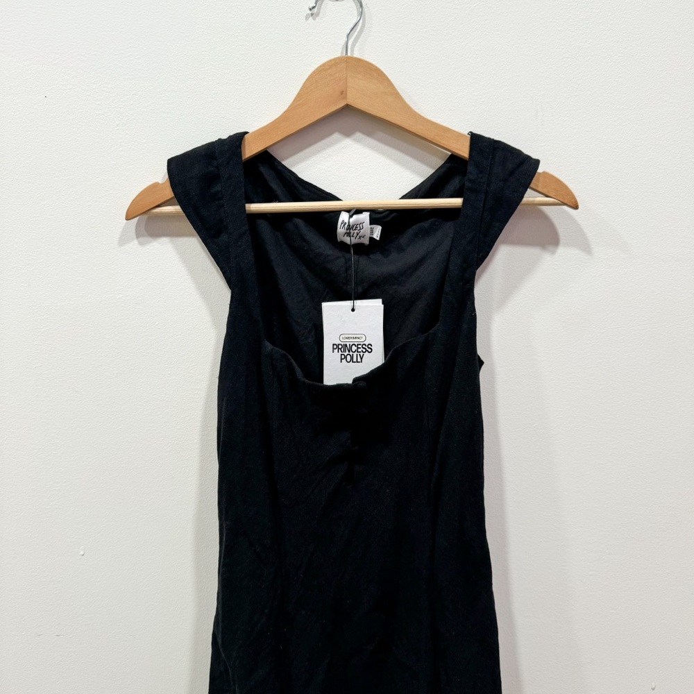 Princess Polly CHOSEN GIRL LINEN BLEND MIDI DRESS BLACK - Picture 2 of 10